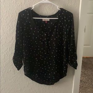 Black with white flowers blouse